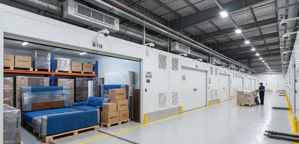 صورة داخل أحد مستودعات لؤلؤة المستقبل المكيفة في شمال الرياض