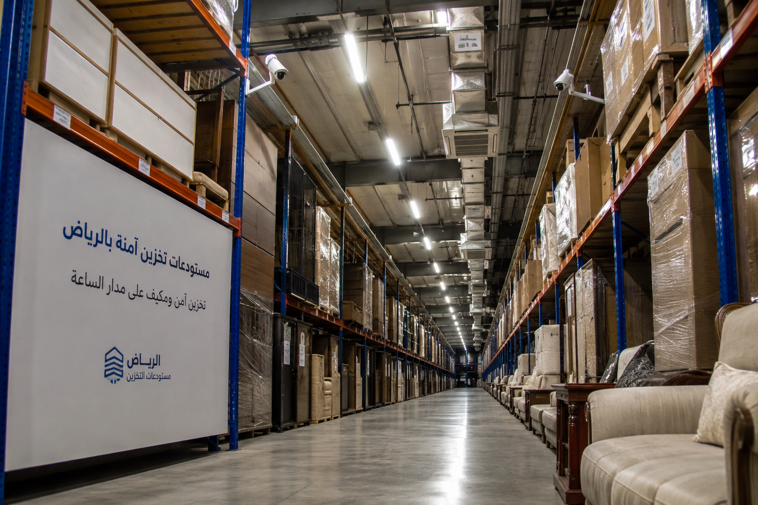 مستودعات تخزين عفش الرياض داخل المدينة مع أرفف تنظيم وعزل كامل - شركة العالمية