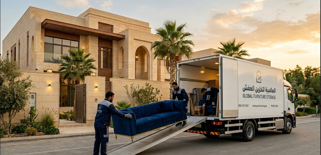 سيارة نقل مغلقة تنقل الأثاث من المنزل لمستودع تخزين عفش الرياض