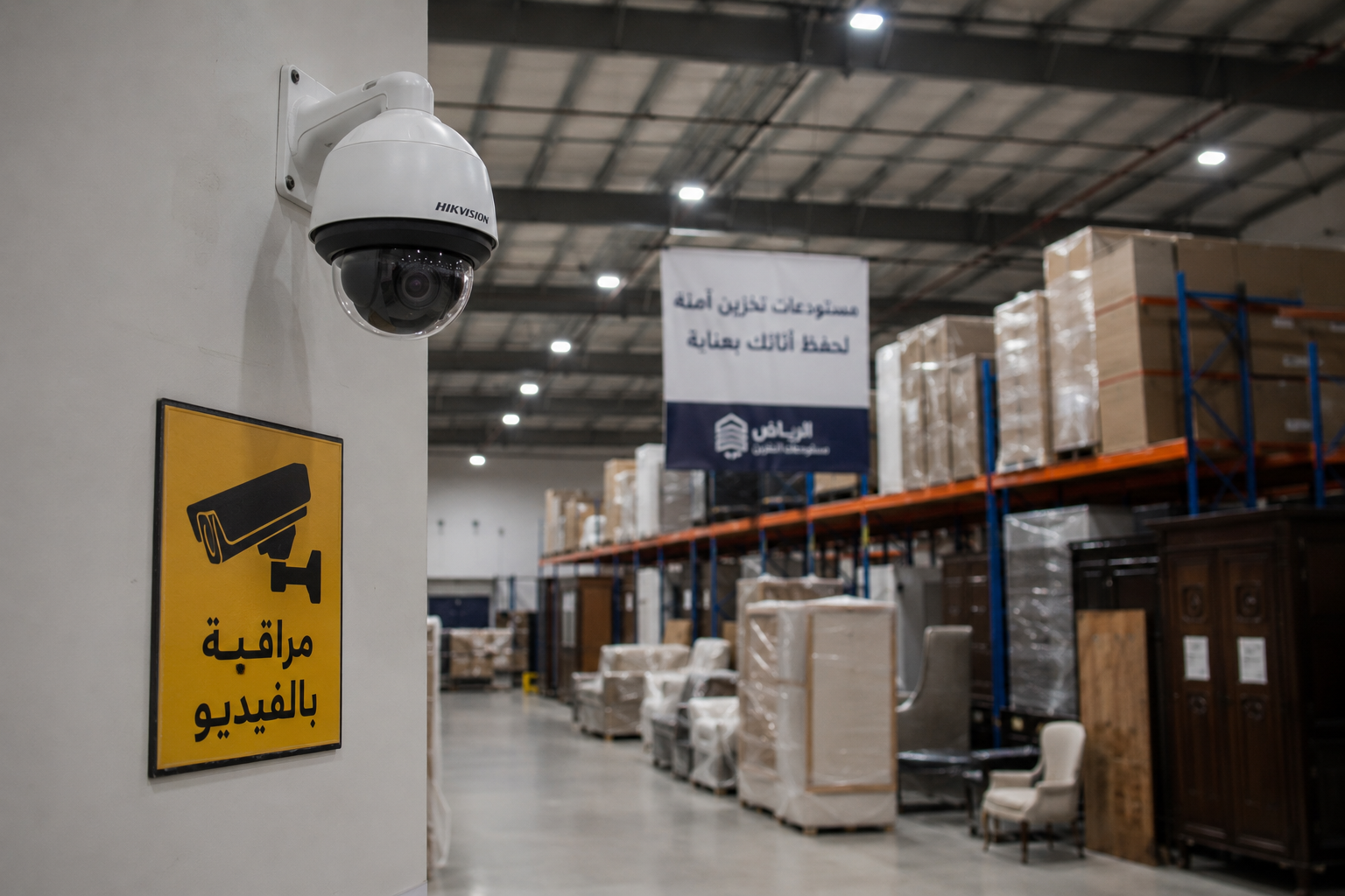 كاميرات مراقبة في مستودعات تخزين عفش الرياض