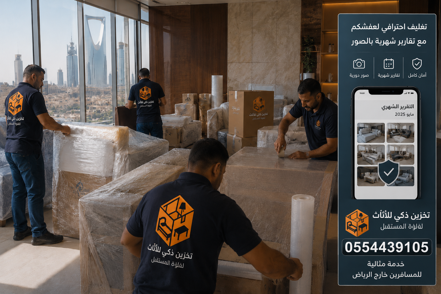 خدمة تخزين أثاث وقت السفر في الرياض مع تغليف مكثف وحماية شاملة