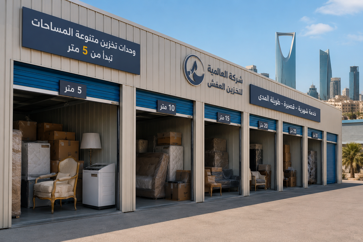 وحدات تخزين شهرية للأثاث في الرياض بمساحات مختلفة تبدأ من 5 أمتار مكعبة